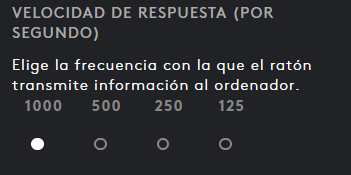 Personalización de velocidad de respuesta y niveles de DPI del mouse Logitech G203 en Logitech G HUB